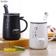 Cartoon Cute Cat Cafe Coffee Mug Office Drinking Cups With Lid and Spoon Ceramic Milk Breakfast Mugs Water Tea Mug Drinkware 2024 - buy cheap