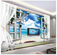 Papel de parede personalizado 3d, praia do havaí 3 d, configuração de tv, janela, paisagem do mar 2024 - compre barato
