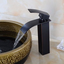 Bathroom Waterfall Faucet Basin Faucet Black Oil Brushed Brass Faucet Vanity Vessel Sink Mixer Cold And Hot Water Tap Deck Mount 2024 - buy cheap