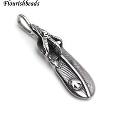 New Design Stainless Steel Claw on Feather Metal Pendant 5pc Per Lot DIY Necklace making 2024 - buy cheap