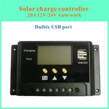 Display LCD 20A PWM Painel Solar Controlador de Carga Regulador 12 V/24 V 240 W/480 W com Dual USB Para Campista/Caravan/Barco 2024 - compre barato