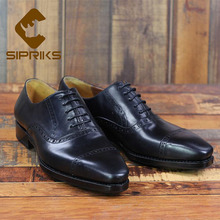 Sipriks Retro Classic Brogue Oxfords Mens Goodyear Welted Shoes Black Calf Leather Dress Shoes Business Offcie Wedding Social 45 2024 - buy cheap