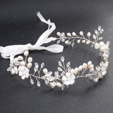 Floralbride-Diadema de boda con diamantes de imitación y perlas de agua dulce, accesorios para el cabello, joyería para mujer 2024 - compra barato
