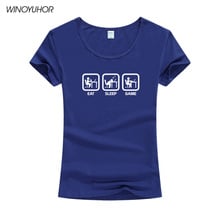 New Fashion Eat Sleep Game Gamer Funny T-Shirt Women Humor Casual Printed Short Sleeve T Shirt Summer O-Neck Brand Tops 2024 - buy cheap