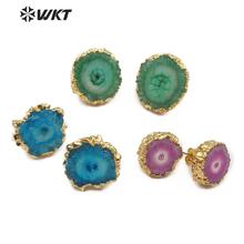 WT-E522 WKT Stallite Quartz Earring Random Size Coloful Earring Floral Briolette Gold Earring Healing Quartz Jewelry For Women 2024 - buy cheap