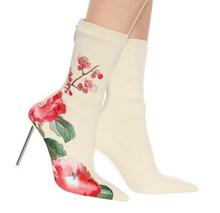 Moraima-botas de salto alto da moda, feminina, bico fino, bordado, em tecido elástico 2024 - compre barato