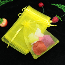 200pcs Yellow Jewelry Gift Packing Drawable Organza Bags 13x18cm Gift Bag Pouches Display Packaging Pouches Can Customized Logo 2024 - buy cheap