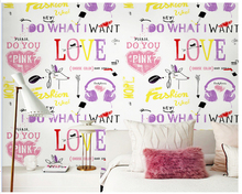 Beibehand-papel de parede minimalista, estampa de letra, rosa, moda, quarto, roupas, loja, papel de parede, coreano, roupas femininas 2024 - compre barato