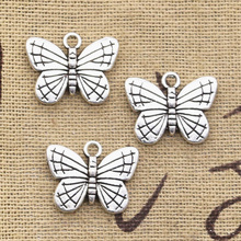 10 Uds. De dijes de mariposa de doble cara, colgante antiguo de 18x14mm, compatible con Color plata tibetano Vintage, joyería artesanal hecha a mano 2024 - compra barato