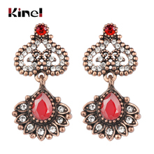 Kinel brincos vintage de cristal vermelho kinel, joia feminina antiga de ouro e coração em forma de coração da índia 2019 2024 - compre barato
