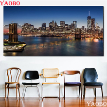 Brooklyn bridge 5d pintura diamante de nova iorque completamente ícones diamante bordado quadrado completo redondo brocas strass mosaico 2024 - compre barato