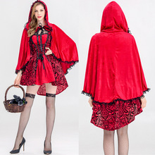 Disfraz de Halloween para mujeres y adultos, Caperucita Roja, Sexy, de encaje rojo, elegante, para fiesta de disfraces 2024 - compra barato