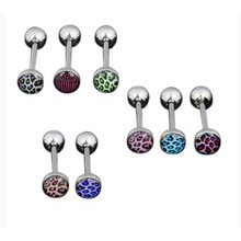 1pc/order 1.6*19*5MM Sexy Leopard Tongue piercing Surgical Steel Tongue ring 6 Color Bars Tragus Cartilage Earring Body Jewelrys 2024 - buy cheap