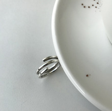 Anéis geométricos abertos de prata esterlina s925 autêntica vintage retrô 3 camadas/multi linhas 2024 - compre barato