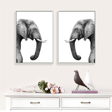 Modern Nordic Canvas Art Painting Black White Elephant Print Animal Wall Art Poster Living Room Bedroom Home Decor Painting 2024 - buy cheap