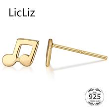 LicLiz New 925 Sterling Silver Simple Musical Notes Gold Stud Earrings for Women Fashion Jewelry Gifts Brincos LE0659 2024 - buy cheap