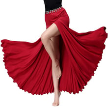 Женский аксессуар для танца живота, регулируемый эластичный пояс с Боковым Разрезом, длинная юбка из модала для тренировок 2024 - купить недорого