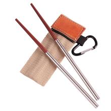 Outdoor Camping Picnic Folding Chopsticks Retractable Chopsticks tableware cutlery set with pouch Travel kits Backpacking Picnic 2024 - buy cheap