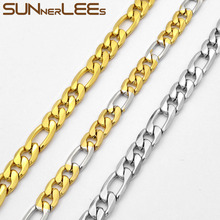 Sunnerleas-collar de acero inoxidable para hombre y mujer, cadena de eslabones Figaro, Color plateado, chapado en oro, 5mm ~ 9mm, SC15 2024 - compra barato