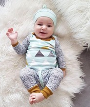 New 2021 Autumn Baby Boy Clothing Sets Cotton Patchwork Long sleeve T shirt+Pant+Hat 3Pcs/Suit Casual Newborn Baby Girls Clothes 2024 - buy cheap