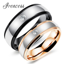 Anillos de acero inoxidable para hombre y mujer, anillos de titanio de boda de circón AAA Vintage, regalo de joyería 2018 2024 - compra barato