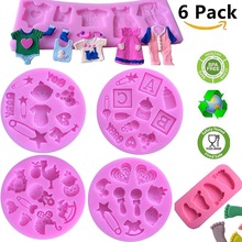 6 pçs/set bonito do bebê silicone fondant molde de bolo de cozinha molde de cozimento moldes de decoração do bolo ferramentas de modelagem doces cupcake moldes 2024 - compre barato