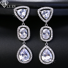 LXOEN-pendientes de moda novedosa para mujer, aretes de cristal de circonita en 3 colores, joyería, regalo de boda, pendiente deportivo informal 2024 - compra barato