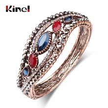Kinel Hot Beautiful Trendy Crystal Bracelet Turkish Hollow Flower Bangle Antique Gold Color Retro Jewelry Party Accessories 2024 - buy cheap