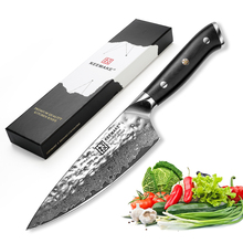KEEMAKE-cuchillo afilado de acero damasco para Chef, utensilio de cocina de 6,5 pulgadas, afilado, para cortar carne y fruta, con mango G10 2024 - compra barato