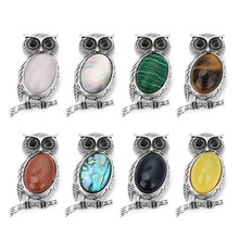 New Lovely Animal Owl Brooches for Women Men Natural Tiger Eye Stone Cabochons Pins Brooch Party Jewelry Accessories Gift 2024 - buy cheap