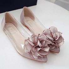 Zapatos de flores de diseño de lujo para mujer, bailarinas con parches transparentes de punta estrecha, planos, rosas, flores 2024 - compra barato