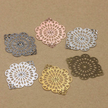 35x45mm Vintage Filigree Flower Wraps Links Connectors European Charms Hair Clasp Bu Yao Accessories DIY Findings Multi-Color 2024 - buy cheap