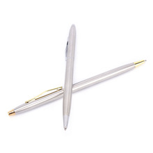 Caneta esferográfica rotativa de aço inoxidável, caneta esferográfica de metal dourada para negócios, 1 peça 2024 - compre barato