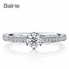 BAIHE Solid 10K White Gold(AU417)0.25ct Certified Round cut Moissanite Wedding Engagement Fashion Women Trendy Jewelry Gift Ring 2024 - buy cheap