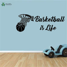 Yoyoyu basquete decalque da parede é vida citação decalque da parede moderno adesivos de vinil decoração do quarto dos meninos arte muralzw183 à prova dwaterproof água 2024 - compre barato