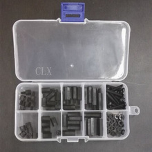 Kit surtido de tuercas de tornillo, espaciadores hexagonales de nailon M3, color negro, 88 Uds. 2024 - compra barato