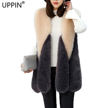 UPPIN Multi Colored Faux Fox Fur Vest Women Plus Size Drop Shape Spliced Girls Winter Coat Ladies Elegant New Furry Women Jacket 2024 - buy cheap