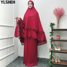 Vestido musulmán Ramadán Abaya Dubai, conjunto de Hijab turco, caftán, Abayas para damas Jilbab, caftán, ropa de oración, bata para mujer 2024 - compra barato