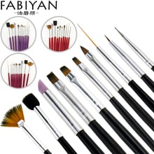 10pcs/set Nail Art Brush Painting Dotting Pen Quartz Cuticle Remover Liner Fan Flat Oblique Gradient Tools UV Gel Design 2024 - buy cheap