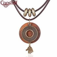 2017 New Coming statement necklaces & pendants wooden circle hand pendant Long necklace women collares mujer colar choker 2024 - buy cheap