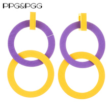 Pendientes colgantes de PPG & PGG para mujer, joyería de moda redonda, círculo grande, accesorio para boda, colgante de regalo, estilo bohemio, 2018 2024 - compra barato