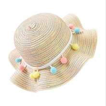 Бесплатная доставка, 1 шт., летняя шляпа для маленьких девочек, детская Солнцезащитная шляпа, стильная детская соломенная шляпа с широкими полями, Детская шляпа с волнистыми краями 2024 - купить недорого