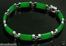 Free shipping@@@@@ Green Natural stone Fortune Luck Link Clasp Bracelet 7.5" 2024 - buy cheap