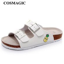 COSMAGIC-Zapatillas de corcho con estampado para mujer, zapatos informales con doble hebilla, de cuero PU, Color mezclado, novedad de verano 2020 2024 - compra barato