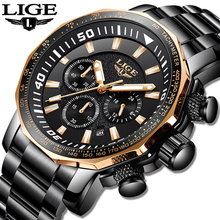 Relogio Masculino 2022 New LIGE Fashion Brand Mens Watches Full Steel Business Quartz Clock Military Sport Waterproof Watch Men 2024 - buy cheap
