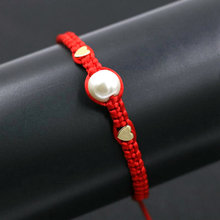 Pulseira de corda vermelha sintética de flor chakra, bracelete para mulheres cor dourada 2024 - compre barato