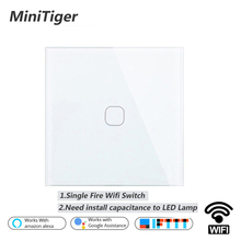 Minitiger EU/UK Smart Wifi Wall Light Touch Switch 1 2 Gang Touch/WiFi/433 RF/APP Remote Smart Home Wall Touch Switch 2024 - buy cheap