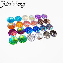 Julie Wang 100pcs/pack Mixed 12MM Resin Mermaid Fish Scale Round Resin Patch Little Girl's Fairy Tale World Romantic Jewelry 2024 - buy cheap