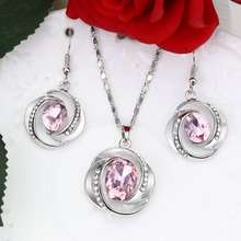 Hesiod Fashion Crystal Earrings Necklace Set Silver Color Chain Jewelry Sets Wedding Jewelry Valentine's Gift 2024 - buy cheap