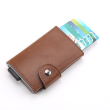 Weduoduo New RFID Blocking Credit Card Holder Men Aluminum Metal Business ID Card holder Fashion Slim PU Leather Mini Wallet 2024 - buy cheap
